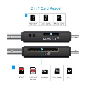 Grwibeou 3 в 1 Micro SD четец на карти OTG USB Type C четец на карти за USB Micro SD адаптер Flash Drive Smart Memory Card Reader