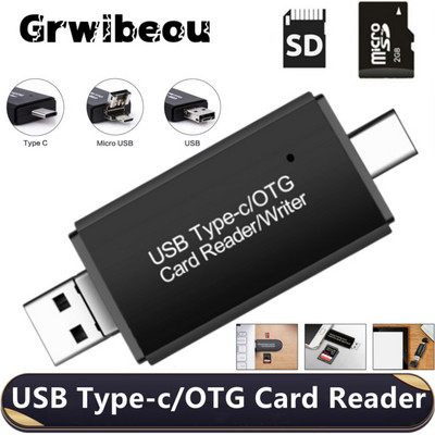 Grwibeou 3 u 1 čitač mikro SD kartica OTG USB tip C čitač kartica za USB mikro SD adapter Flash Drive čitač pametnih memorijskih kartica