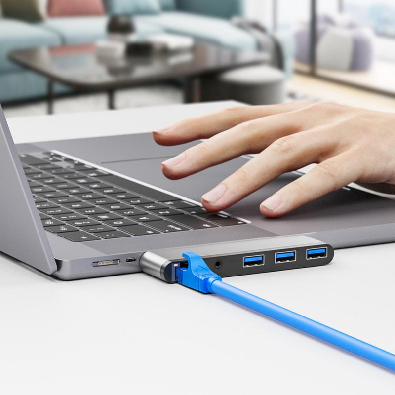 Cititor de carduri jack audio Rj45 tip C stație de andocare desktop 5 gbps Adaptor portabil Super Speed Usb C Hub Accesorii pentru telefon 5 în 1