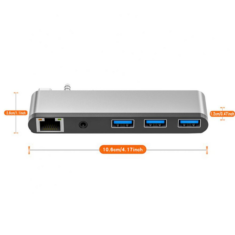 Cititor de carduri jack audio Rj45 tip C stație de andocare desktop 5 gbps Adaptor portabil Super Speed Usb C Hub Accesorii pentru telefon 5 în 1