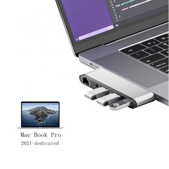 5gbps Usb C Hub Rj45 Προσαρμογέας ανάγνωσης καρτών υποδοχής ήχου Super Speed Τύπος C Επιτραπέζιος σταθμός σύνδεσης Αξεσουάρ τηλεφώνου για Macbook Pro