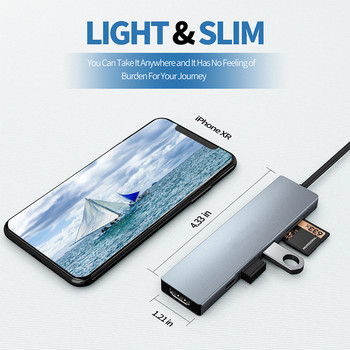 Σταθμός σύνδεσης USB HUB 6 σε 1 για iPhone 6 ακίδων σε USB/Φωτισμός Κινητό τηλέφωνο USB OTG Προσαρμογέας με τροφοδοτικό HUB Dock για ipad iPhone