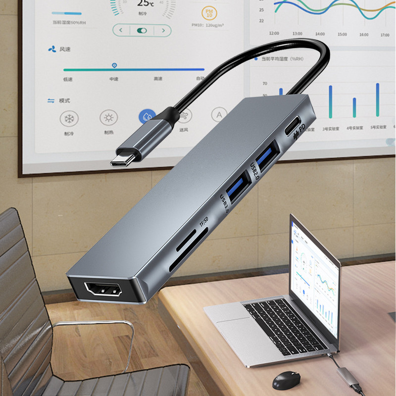 Σταθμός σύνδεσης USB HUB 6 σε 1 για iPhone 6 ακίδων σε USB/Φωτισμός Κινητό τηλέφωνο USB OTG Προσαρμογέας με τροφοδοτικό HUB Dock για ipad iPhone