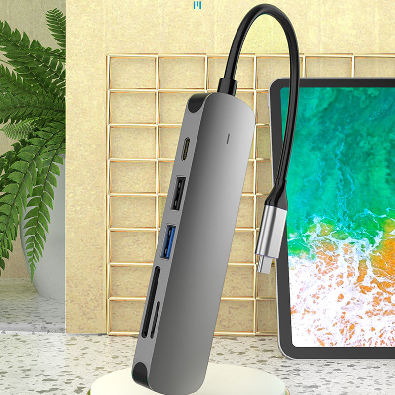 Σταθμός σύνδεσης USB HUB 6 σε 1 για iPhone 6 ακίδων σε USB/Φωτισμός Κινητό τηλέφωνο USB OTG Προσαρμογέας με τροφοδοτικό HUB Dock για ipad iPhone