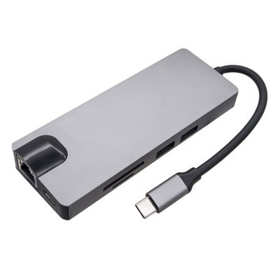 USB C prijungimo stotis 8 viename šakotuvo adapteris su 4K+VGA+USB 3.0 prievadu+PD+Ethernet+SDTF prijungimo stotimi