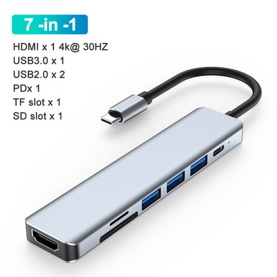 USB centrmezgla dokstacija Usb C HDmi centrmezgls 3 0 C tips vairāku centrmezglu doks Usb vairākas pieslēgvietas portatīvais USB pagarinātājs klēpjdatoram Macbook datoram