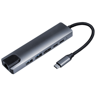 USB-C hub 6 az 1-ben C típusú USB dokkolóállomás 4K HDMI-kompatibilis kimenettel USB 3.0 PD USB töltőbővítő számítógép-tartozékok