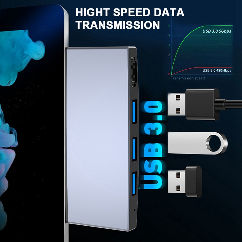 Za Surface Pro 6 5 4 Hub 5 u 1 USB priključna stanica Novo s 4K HDMI-kompatibilnim 2 priključka USB 3.0 čitač utora za memorijsku karticu