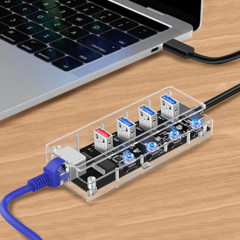H7JF Type-c na USB čvorište Gigabit Rj45 mrežna kartica Prijenosno računalo pet u jednom priključna stanica s čvorištem prekidača
