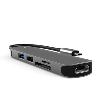 5-σε-1 Type-C HUB 4K σταθμός σύνδεσης διπλός HDMI USB3.0 USB2.0 SD TF Σταθμοί σύνδεσης φορητών υπολογιστών Κράμα αλουμινίου υψηλής ποιότητας