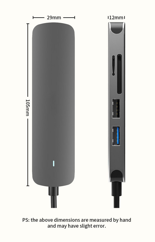 5-in-1 Type-C HUB 4K prijungimo stotis dviguba HDMI USB3.0 USB2.0 SD TF nešiojamojo kompiuterio prijungimo stotys Aliuminio lydinio Aukšta kokybė