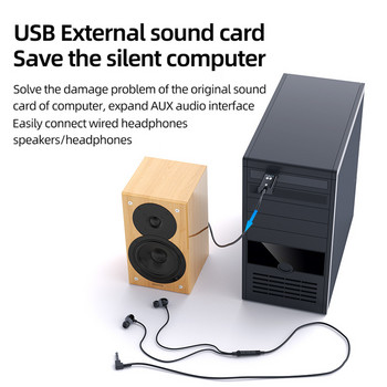 Δέκτης 4 σε 1 USB ασύρματος πομπός συμβατός με Bluetooth USB σε κάρτα ήχου 3,5 mm Εξωτερική κάρτα ήχου για ηχείο αυτοκινήτου τηλεόρασης