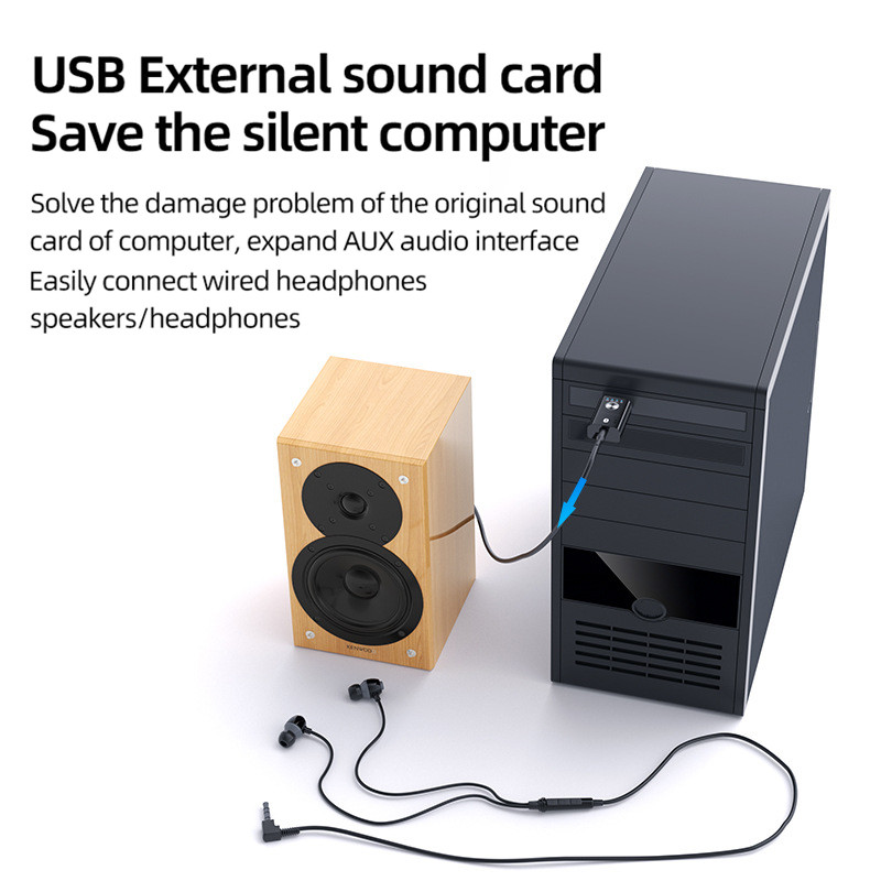 4 az 1-ben USB Bluetooth-kompatibilis vevő Vezeték nélküli adó USB-3,5 mm-es jack audiokártya külső hangkártya TV autós hangszóróhoz