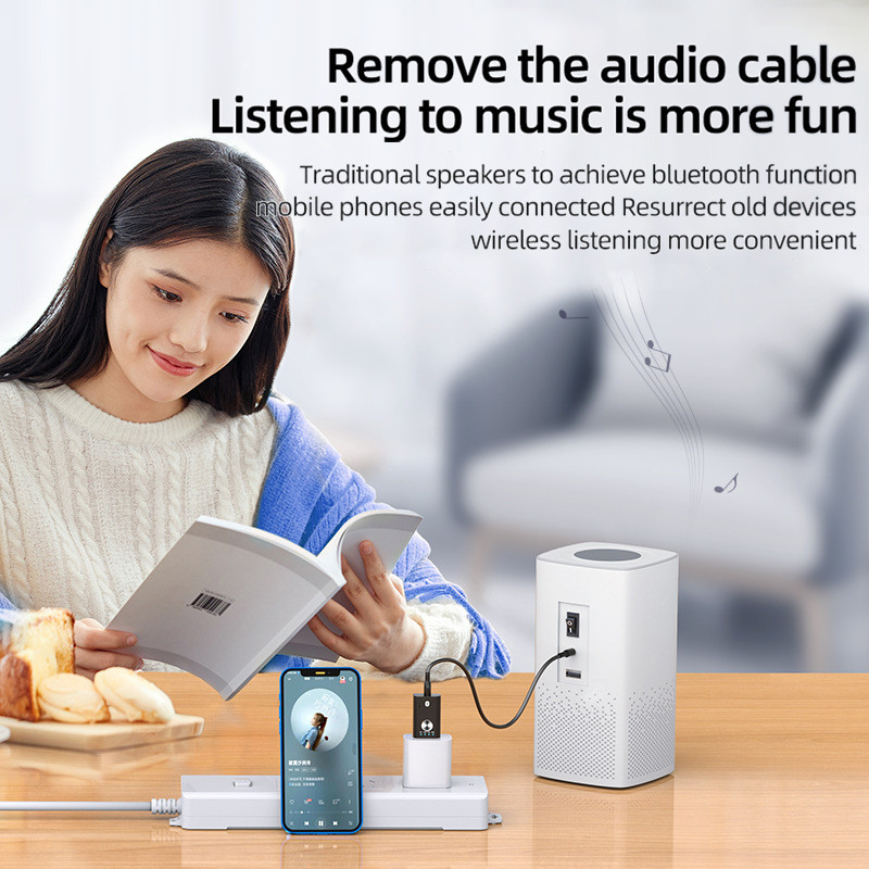 4 az 1-ben USB Bluetooth-kompatibilis vevő Vezeték nélküli adó USB-3,5 mm-es jack audiokártya külső hangkártya TV autós hangszóróhoz