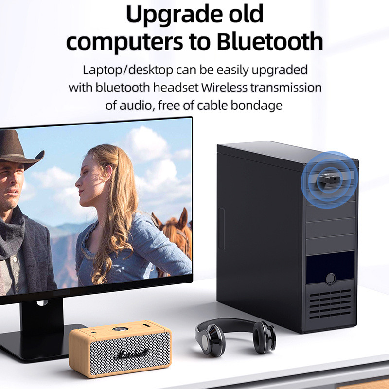 4 az 1-ben USB Bluetooth-kompatibilis vevő Vezeték nélküli adó USB-3,5 mm-es jack audiokártya külső hangkártya TV autós hangszóróhoz