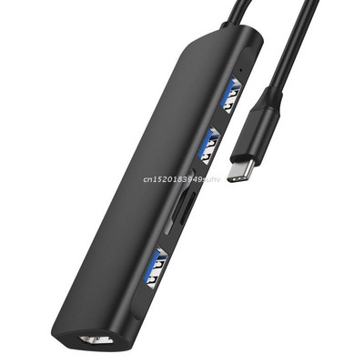 Ultragyors dokkoló állomás 6 az 1-ben C típusú – 4K 30 Hz HDMI-kompatibilis+USB3.0 SD/TF kártya 5 Gb/s több adatátviteli hub