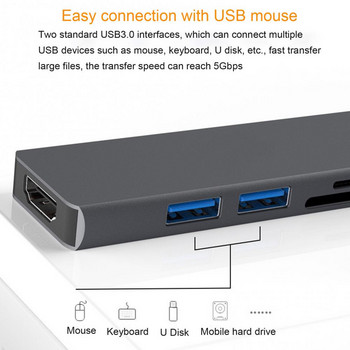 Πολυλειτουργικός 5-σε-1 Type-C Hub σε 4K USB 3.0 USB-C Station Converter Plug and Play Ισχυρή συμβατότητα