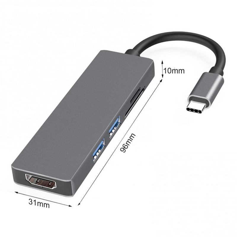 Hub multifuncțional 5 în 1 tip C la 4K USB 3.0 Adaptor pentru stație de andocare USB-C, Plug and Play Compatibilitate puternică