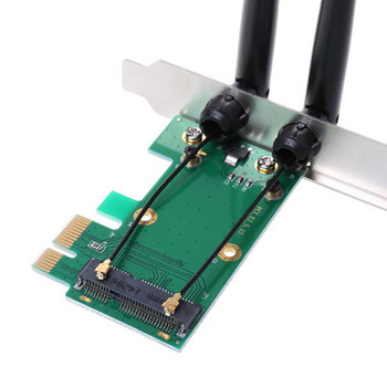 Ασύρματη κάρτα δικτύου Wifi Mini PCIE σε PCI-E 1X Προσαρμογέας WIFI επιφάνειας εργασίας για υπολογιστές wirh 2 κεραίες