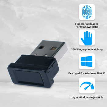 USB Windows Hello четец на пръстови отпечатъци за компютър или лаптоп Windows 10&11 Ключ за влизане в пръстови отпечатъци Бързо съпоставяне Мултибиометричен