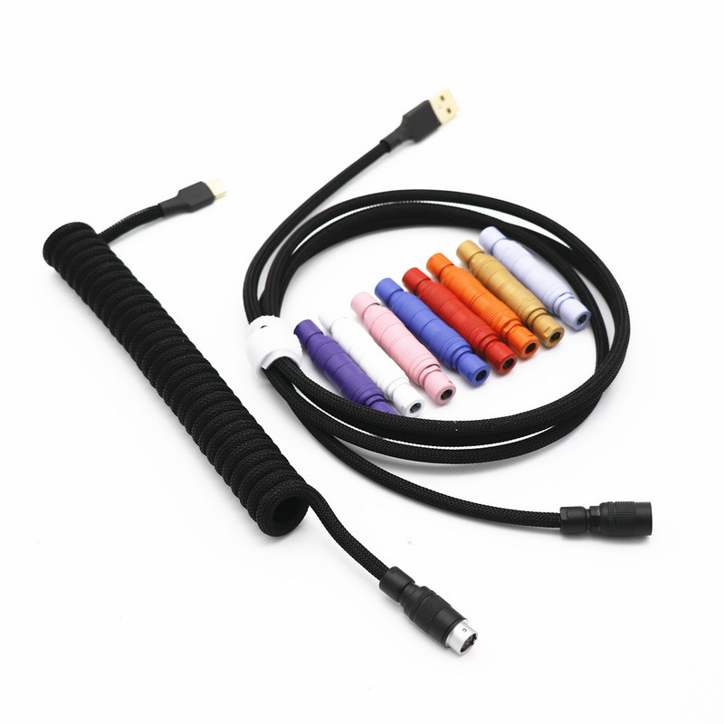 Krāsains matēts balts tumši zelts sarkans melns YC8 aviatora ligzda dokstacijas 4 kodolu 4 kontaktu vīrišķais tastatūras tinums USB tipa C kabelis