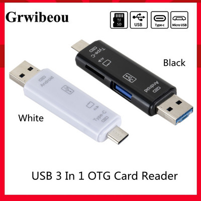 GRWIBEOU Tip C&MicroUSB & USB 3 u 1 OTG čitač kartica Brzi univerzalni OTG TF/USB za Micro SD TF OTG čitač kartica konektore