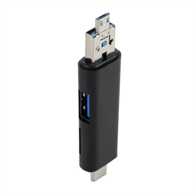 GRWIBEOU Type C&MicroUSB & USB 3 az 1-ben OTG kártyaolvasó Nagy sebességű univerzális OTG TF/USB Micro SD TF OTG kártyaolvasó csatlakozókhoz