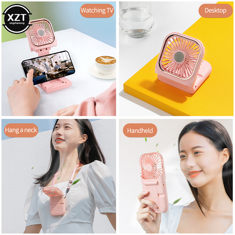 Rippuvad kaelaventilaatorid Mini kaasaskantav kaelarihma jahuti USB laetav toitepank käeshoitav elektriline õhkjahutus kokkupandav ventilaatori ventilaator