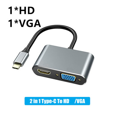 4K Type C na HDMI kompatibilan USB C 3.0 VGA PD adapter Dock Hub za MacBook Nintendo Samsung S20 Dex Huawei P30 Dock Xiaomi 10 TV