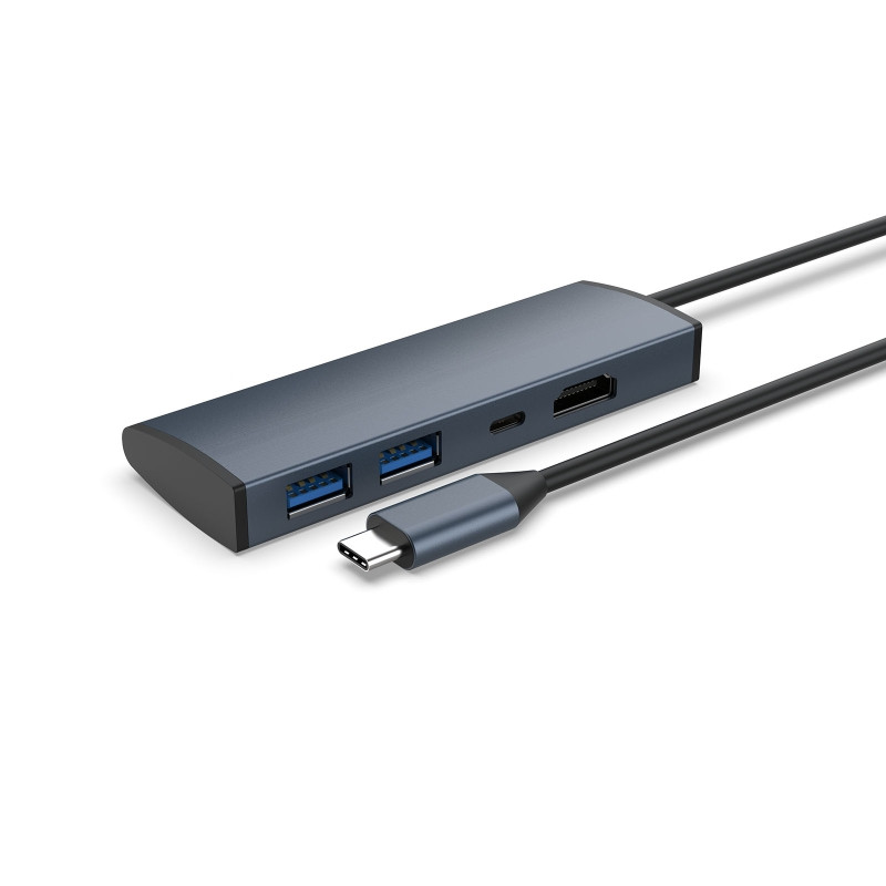 4 vienā USB-C klēpjdators C tipa USB centrmezgla vairāku portu adaptera dokstacija ar 3.0 USB HUB+TIPA C+HDMI vieglam klēpjdatoram