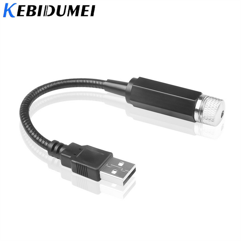 Kebidumei USB zvaigžņotā debess lampa automašīnas atmosfēras gaismas dekorēšana zvaigžņu griestu projekcijas lampa USB automašīna apkārtējā gaismas sarkana zila