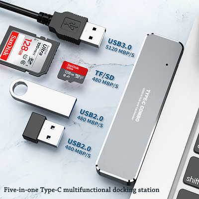TYPE-C HUB Многофункционална докинг станция Компютър Разработка на мобилен телефон 5-в-1 USB3.0 TF/SD Четец на карти