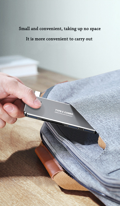 TYPE-C HUB többfunkciós dokkoló állomás számítógépes mobiltelefon-fejlesztő 5 az 1-ben USB3.0 TF/SD kártyaolvasó