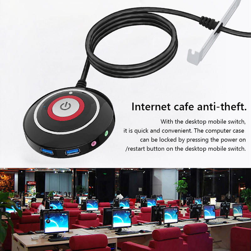 TEUCER 1,6 m-es hordozható számítógép bekapcsológombos kapcsoló asztali számítógépház Tápegység be/ki visszaállítása nyomógombos kapcsoló