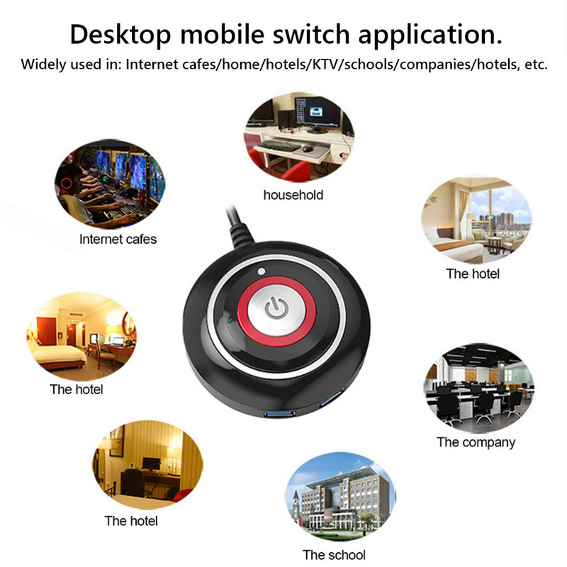 TEUCER 1,6 m-es hordozható számítógép bekapcsológombos kapcsoló asztali számítógépház Tápegység be/ki visszaállítása nyomógombos kapcsoló