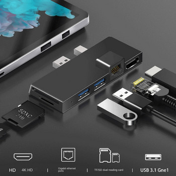 ΝΕΟ-Για Surface Pro 4 5 6 Docking Station Hub με 4K HDMI-συμβατή συσκευή ανάγνωσης καρτών TF Gigabit Ethernet 2 USB 3.1 Gen 1 Port