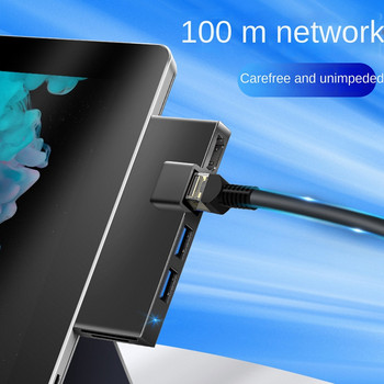 ΝΕΟ-Για Surface Pro 4 5 6 Docking Station Hub με 4K HDMI-συμβατή συσκευή ανάγνωσης καρτών TF Gigabit Ethernet 2 USB 3.1 Gen 1 Port