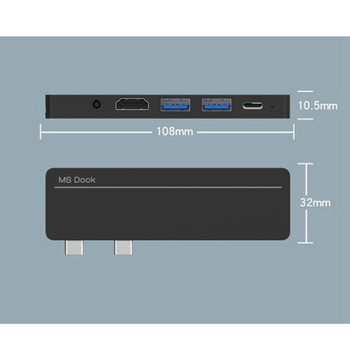 Βάση σύνδεσης προσαρμογέα τύπου C για Surface Pro X/Pro8 USB Docking Station Συμβατή με HDMI Μετάδοση δεδομένων PD Fast