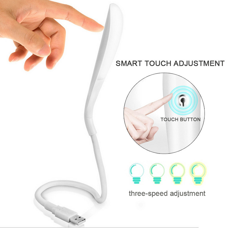 Érintőérzékelős lámpa USB LED könyv olvasólámpa hordozható asztali lámpa Ultra fényes, állítható éjszakai fények Power Bank PC laptophoz