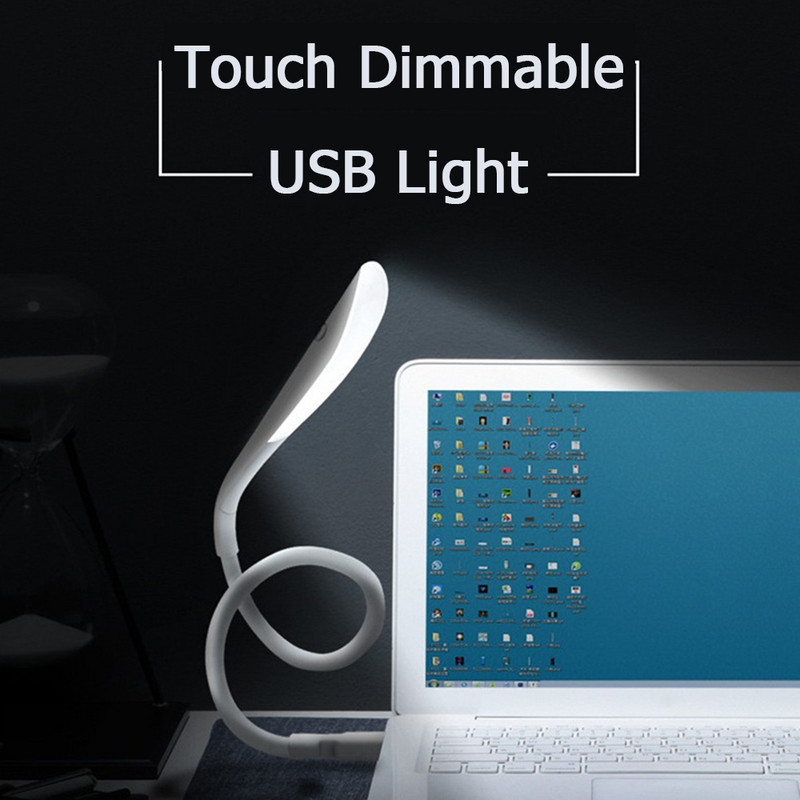 Érintőérzékelős lámpa USB LED könyv olvasólámpa hordozható asztali lámpa Ultra fényes, állítható éjszakai fények Power Bank PC laptophoz