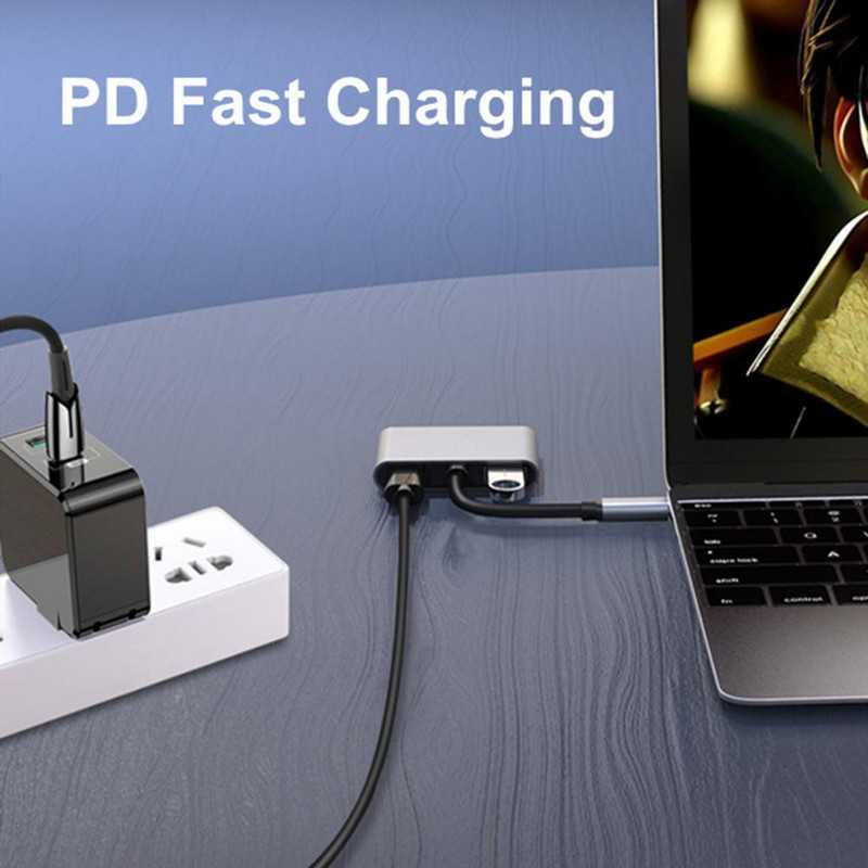 Ελαφρύ 4 σε 1 Multi Docking Station Fast PD Charging Type C Station Docking for Apple Type C