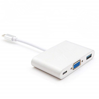 Dock Station USB C į VGA Adapter Docking Station USB C Hub su C tipo PD 60 W greitu įkrovimu ir USB 3.0, skirta Macbook Pro Ipad