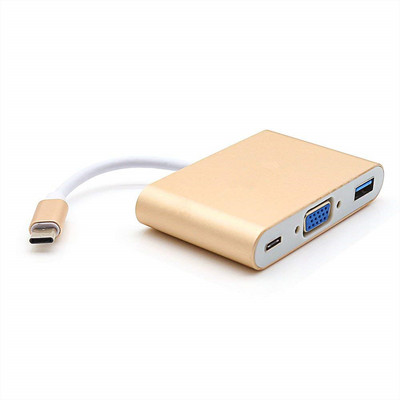Dock Station USB C į VGA Adapter Docking Station USB C Hub su C tipo PD 60 W greitu įkrovimu ir USB 3.0, skirta Macbook Pro Ipad