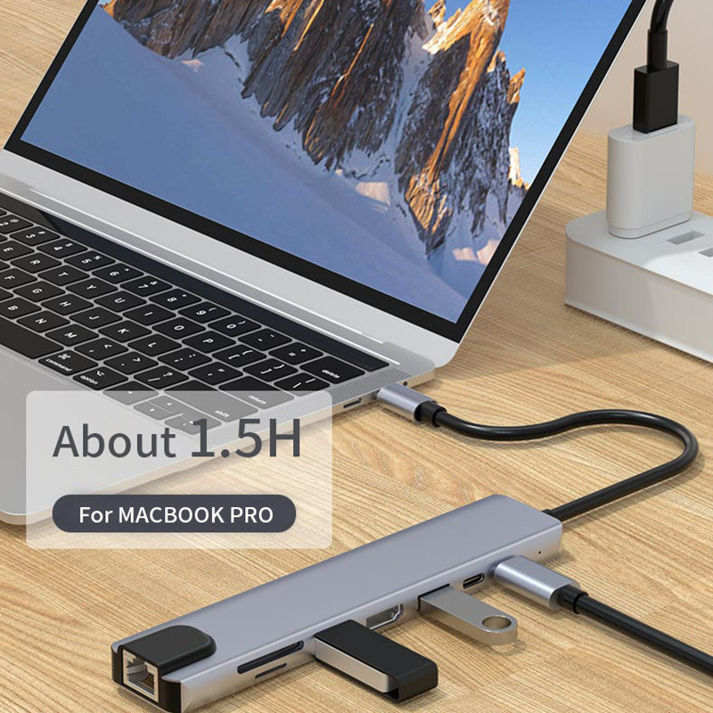 USB Type-C HUB PD87W USB 3.0 2.0 HDMI Audio USB3.0 USB A 8 in 1 Daugiafunkciniai priedai kompiuteriui