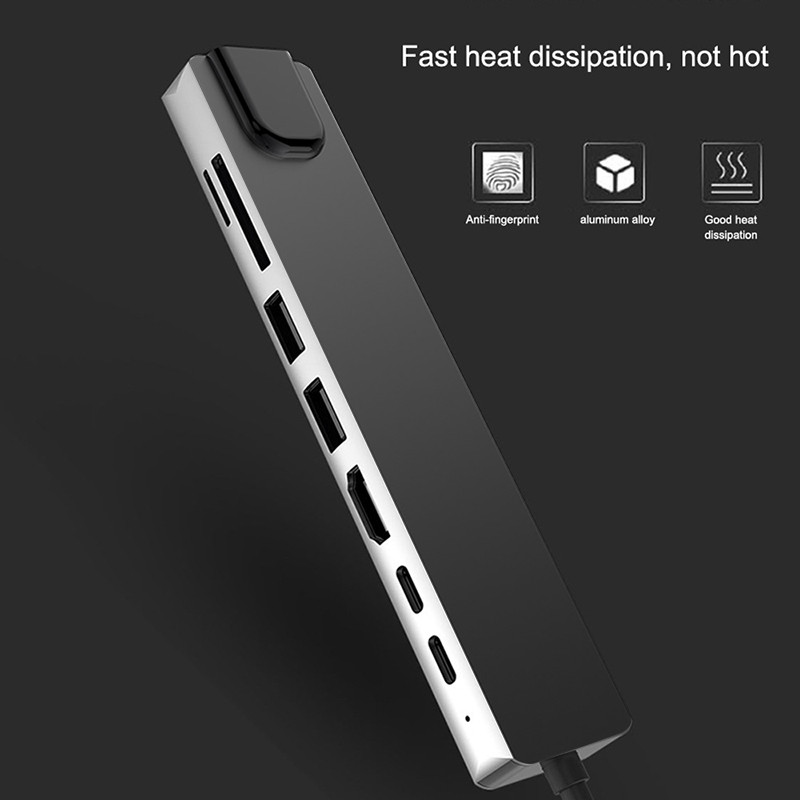 USB Type-C HUB PD87W USB 3.0 2.0 HDMI Audio USB3.0 USB A 8 in 1 Daugiafunkciniai priedai kompiuteriui