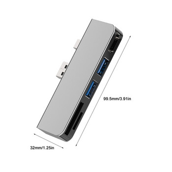 H7JF 5-σε-1 Τύπος C HUB Σταθμός σύνδεσης Δίσκος USB-C σε HDMI Συμβατός με βάση σύνδεσης HDD SSD Προσαρμογέας ρεύματος για Surface Pro 4/5/6