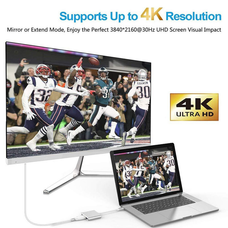 LYBALL Type C – HDMI többportos átalakító USB 3.0 porttal és USB C töltőporttal MacBook/Chromebook Pixel/Huawei/Samsung számára