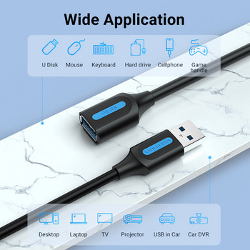 RYRA USB удължителен кабел USB 3.0 2.0 кабелен удължител кабел за данни за компютър Smart TV SSD Бързоскоростен USB удължителен кабел