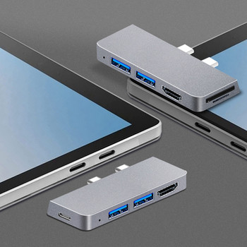 Για Surface Pro 8 USB C Hub, 4K HDMI-συμβατός προσαρμογέας+2 USB 3.0 Reader SD/TF Card Reader Adapter For Surface Pro 8