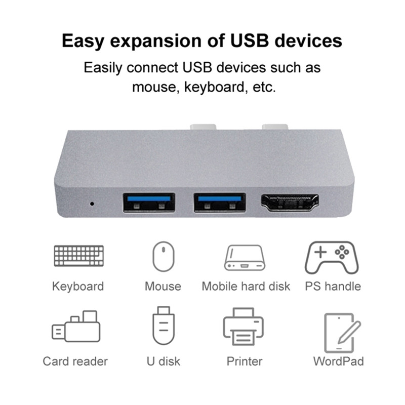 Για Surface Pro 8 USB C Hub, 4K HDMI-συμβατός προσαρμογέας+2 USB 3.0 Reader SD/TF Card Reader Adapter For Surface Pro 8